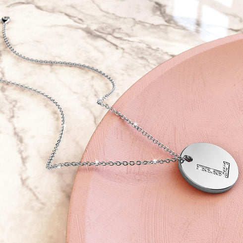 Initials Fabulous Alphabet Letter Necklace White Gold Layered Steel Jewellery